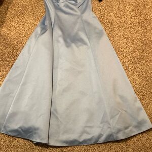 Light Blue Satin A-Line Dress
